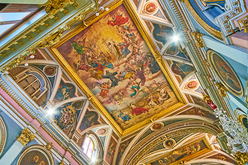 The ceiling of Church of St Francis of Assisi, Valletta, Malta