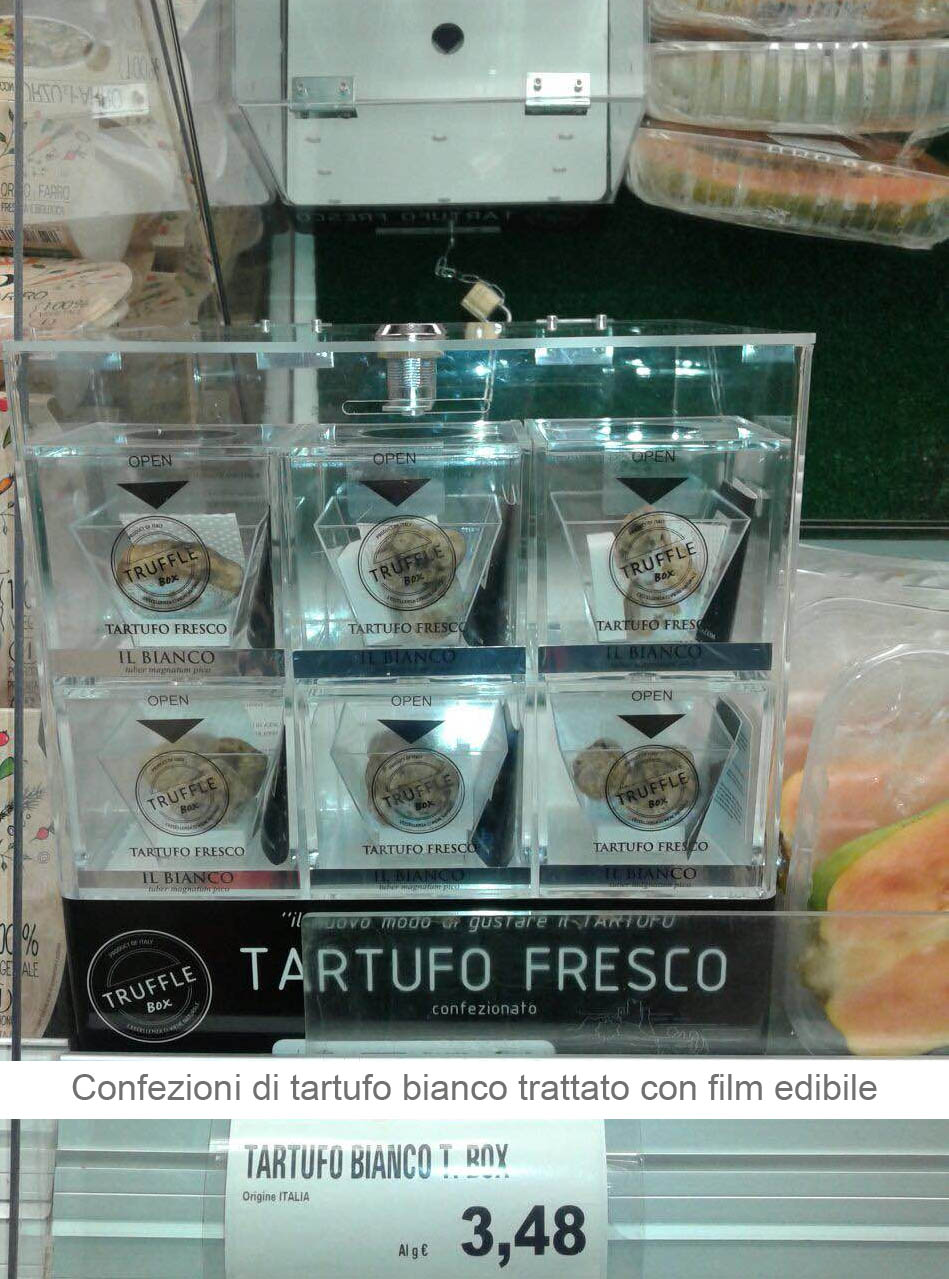 Confezioni di tartufo bianco trattato con film edibile